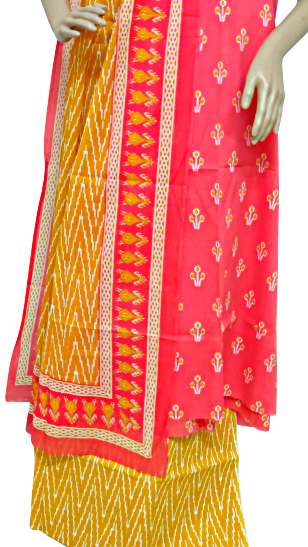 Dress Material Premium Cotton Maroon & Mustard Color