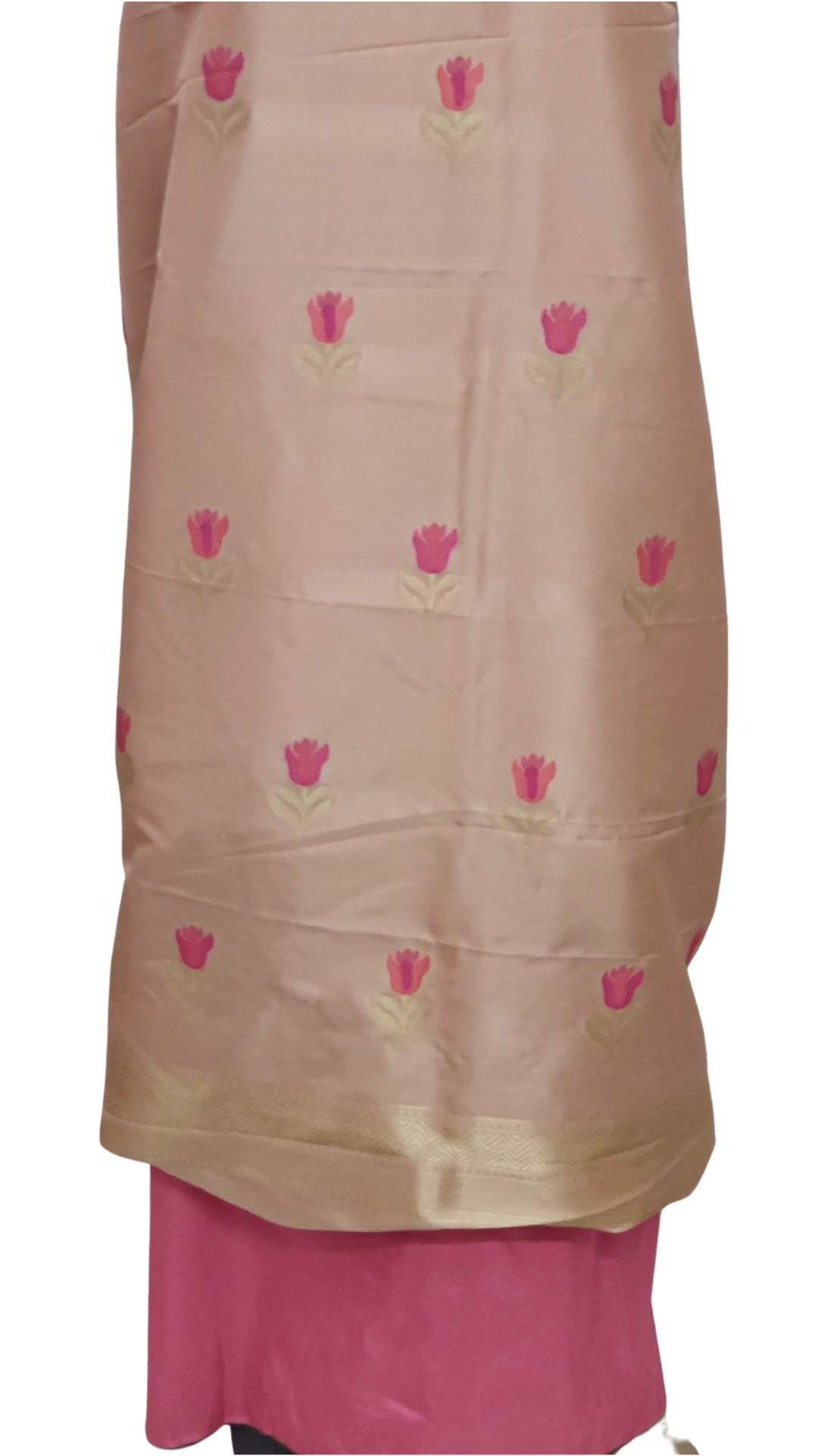 Banaras Dress Material with Peach&Pink