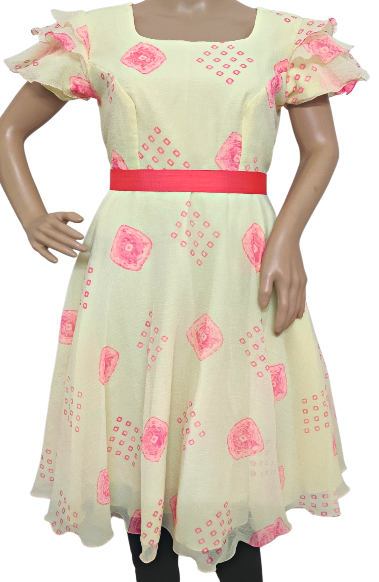 Umbrella Frock top marble with peach Sankalp Outfits