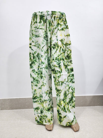 Floral patterned pants on a white background