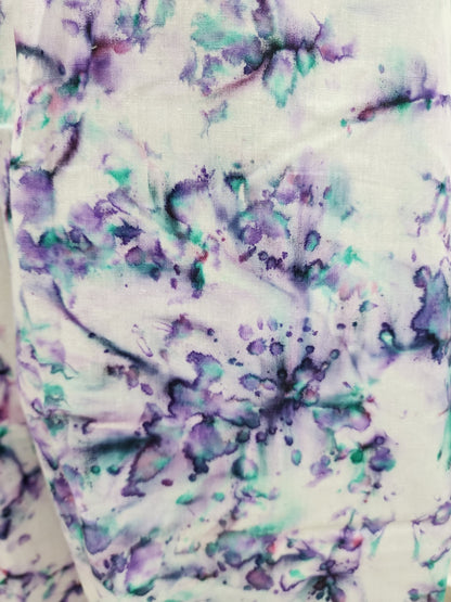 Shibori Print White on Purple Blue Cotton Palazzo