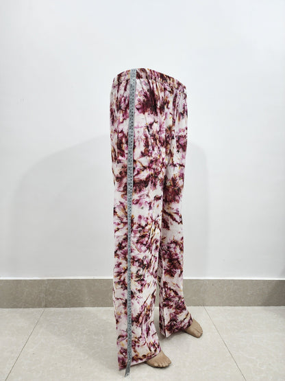 Shibori Print white on Purple Pink Cotton Palazzo