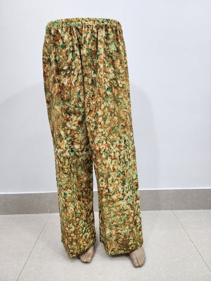 Shibori Print Mustard Yellow Green Cotton Palazzo