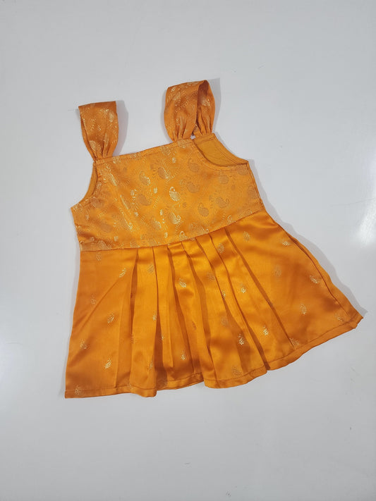 Orange Soft Banaras Kids Frock