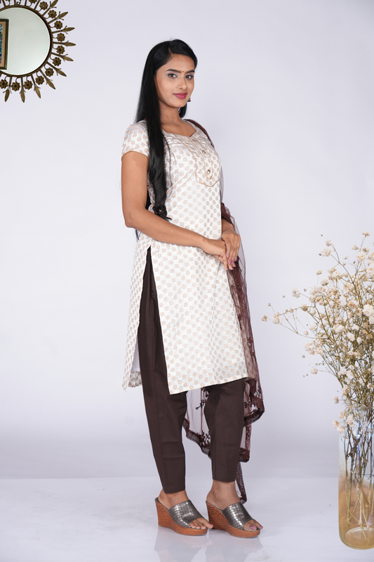 White Banaras Partywear Top