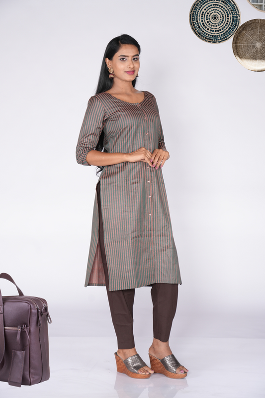 Green Banaras Cotton striped line Top