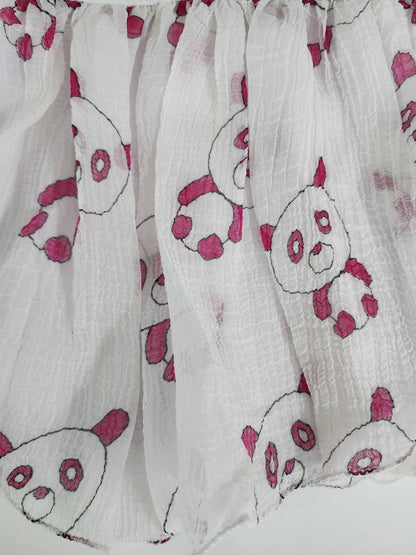 White Frock with Playfull teddy Print