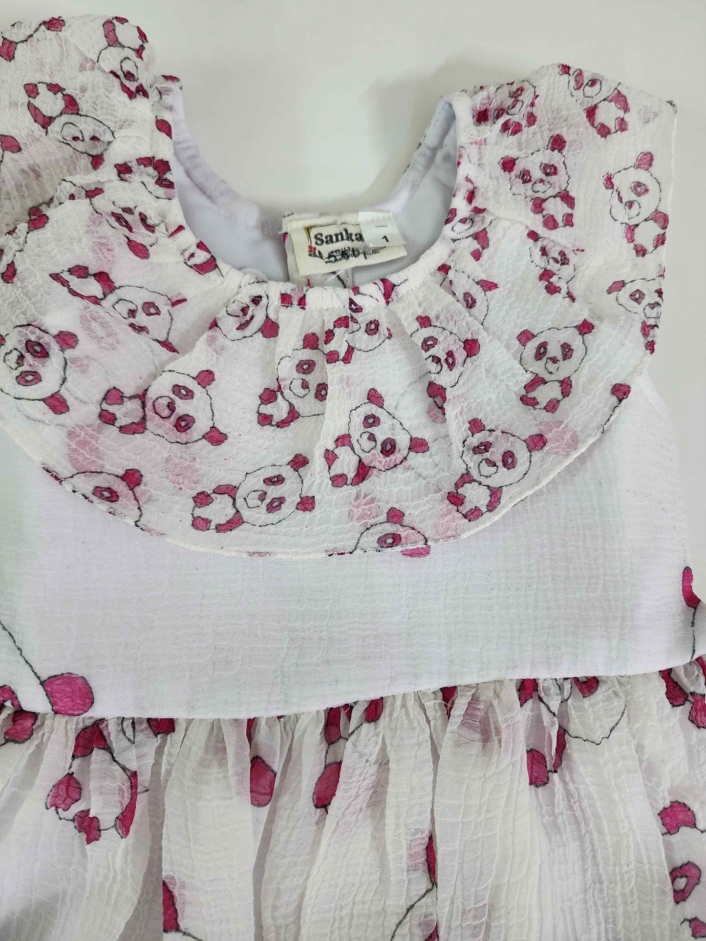 White Frock with Playfull teddy Print