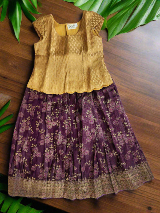 Attractively Styled Soft Banaras Purple Lehenga Set