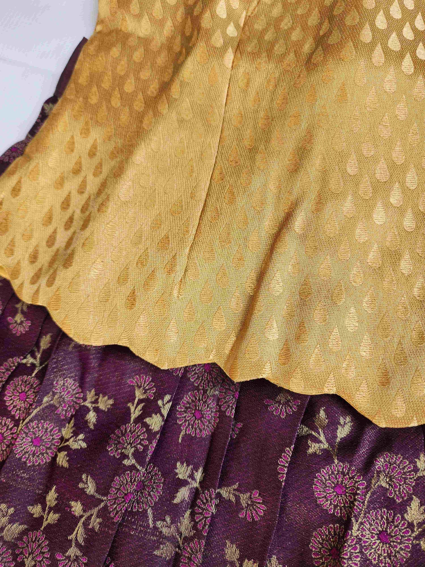 Attractively Styled Soft Banaras Purple Lehenga Set