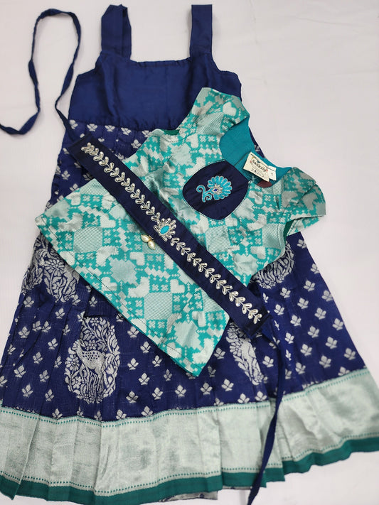 Banaras Navy Blue & Turquoise Blue Lehenga Set