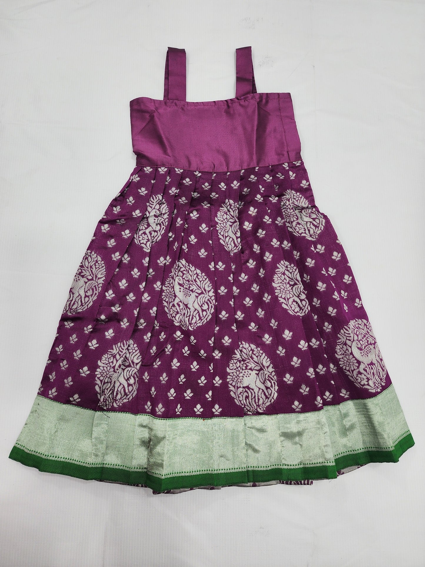 Banaras Grape Lahenga Set with Green Blouse