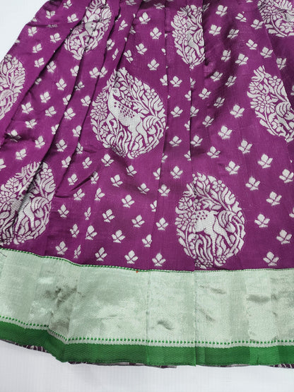 Banaras Grape Lahenga Set with Green Blouse