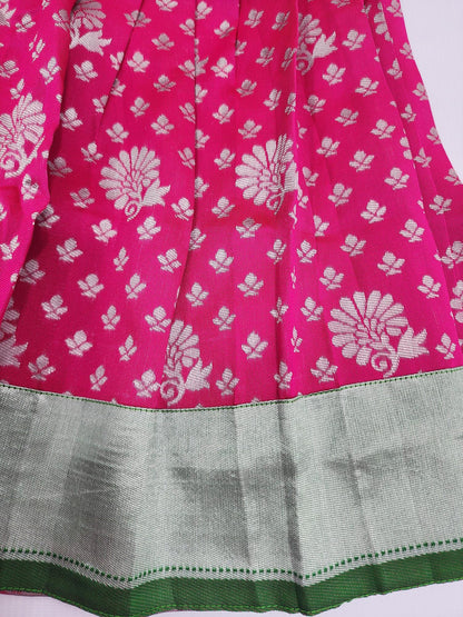 Banaras Pink Lehenga Set with Green Blouse