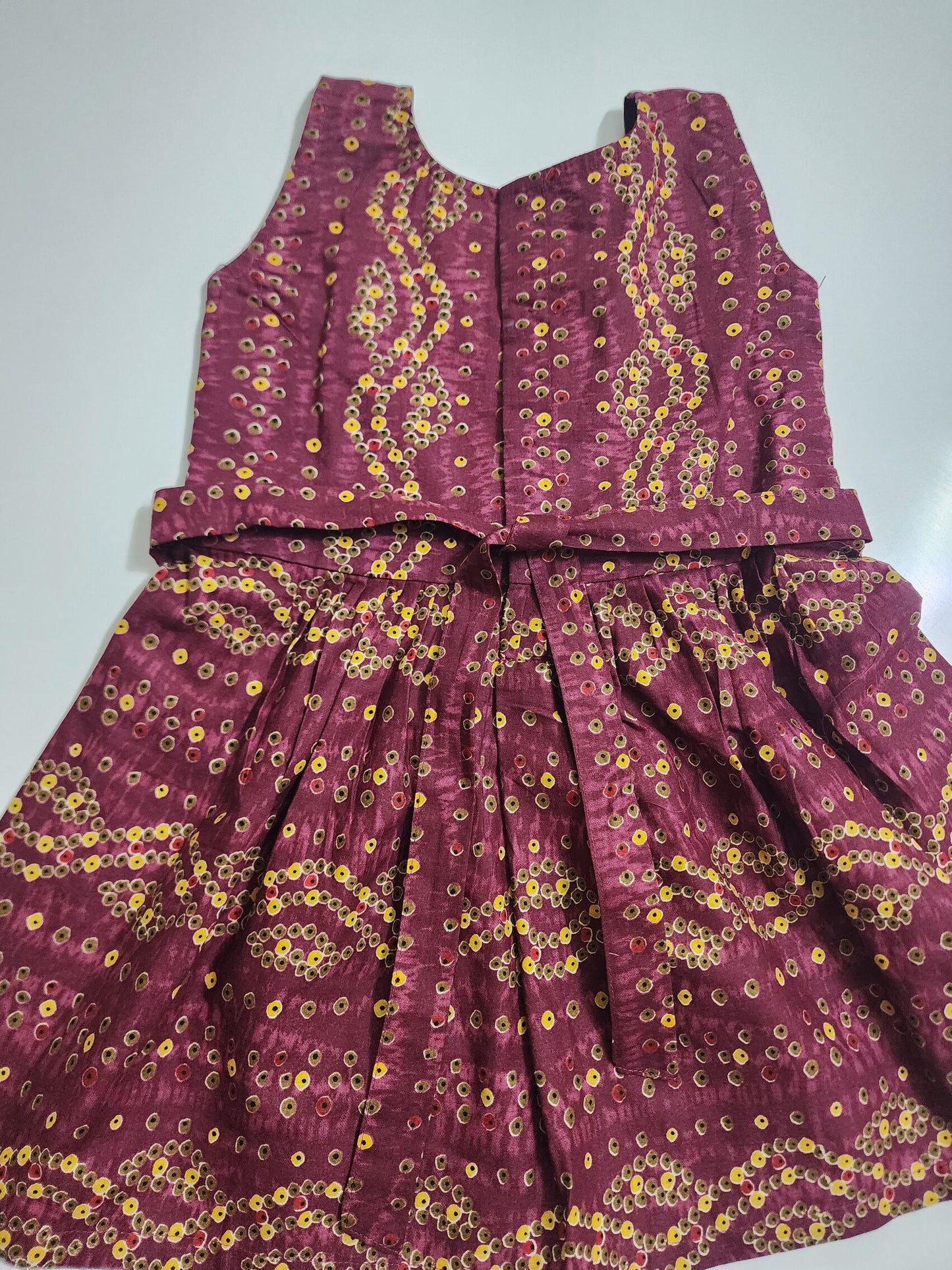 Maroon Bandini Cotton Kids Frock