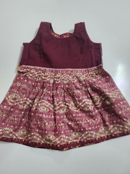 Maroon Bandini Cotton Kids Frock