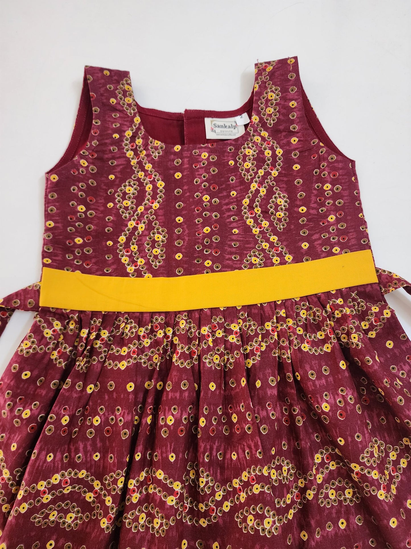 Maroon Bandini Cotton Kids Frock