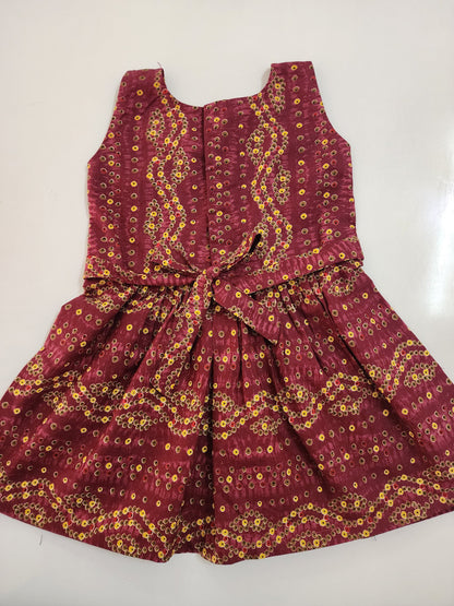 Maroon Bandini Cotton Kids Frock