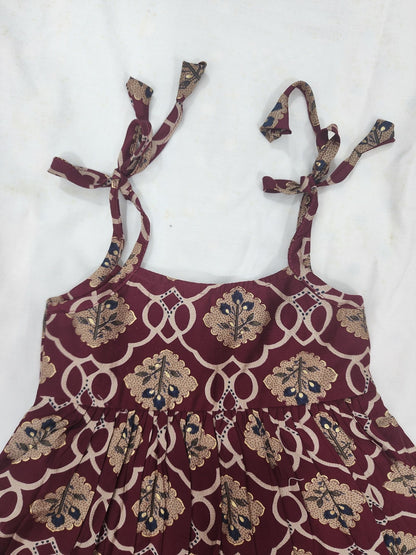 Maroon Crepe Baby Frock