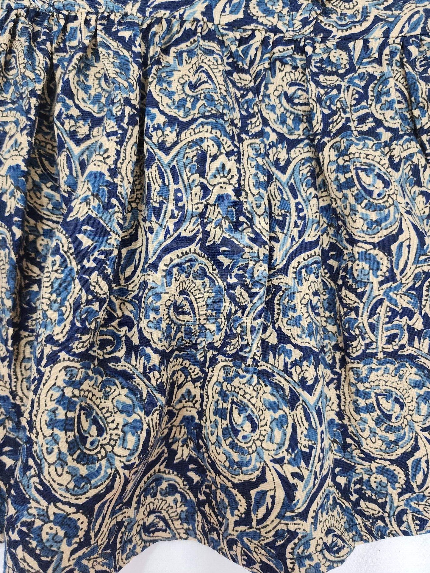 Kalamkari Navy Blue Leaf Print Frock