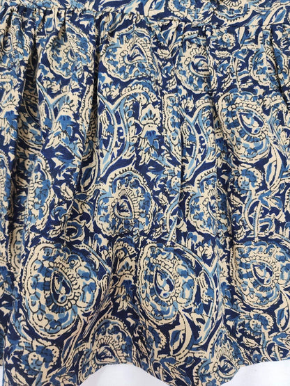 Kalamkari Navy Blue Leaf Print Frock