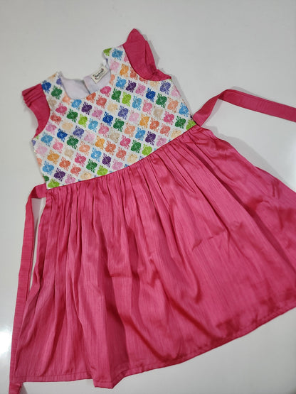 Pink fancy Munga Silk Kids Frock1
