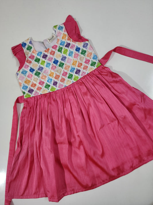 Pink fancy Munga Silk Kids Frock1