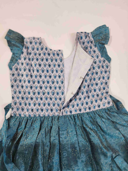 Blue fancy Munga Silk Kids Frock