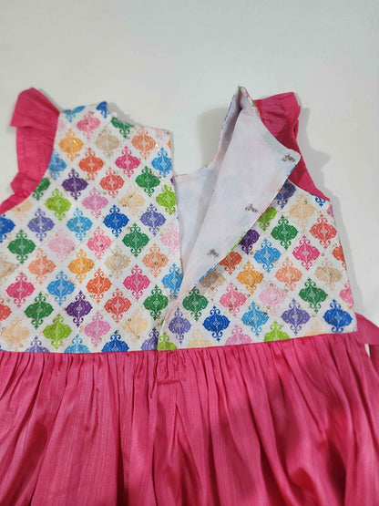 Pink fancy Munga Silk Kids Frock1