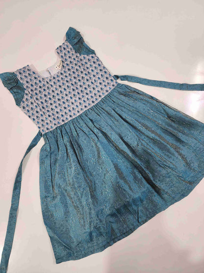 Blue fancy Munga Silk Kids Frock
