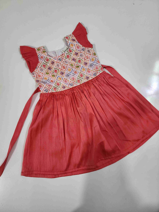 Peach fancy Munga Silk Kids Frock