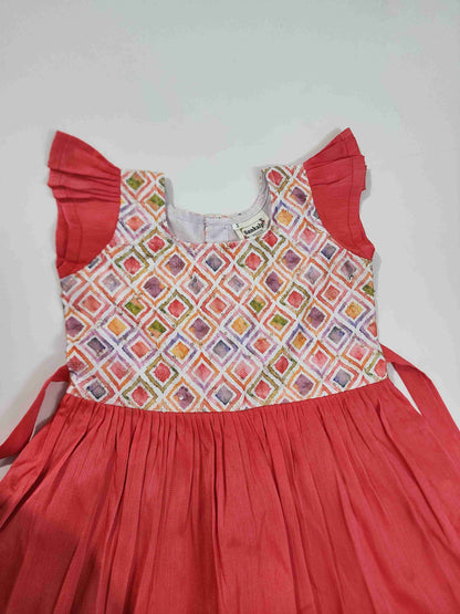 Peach fancy Munga Silk Kids Frock