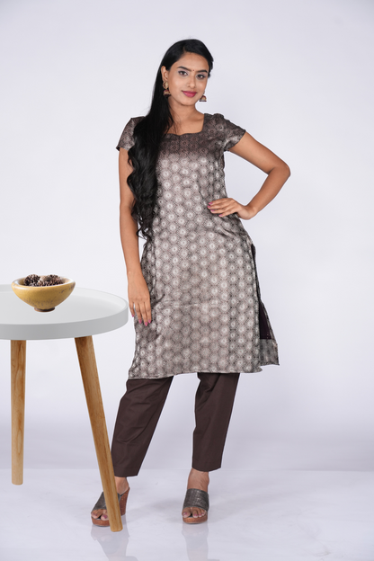 Coffee Silver Banaras Ethnic kurti