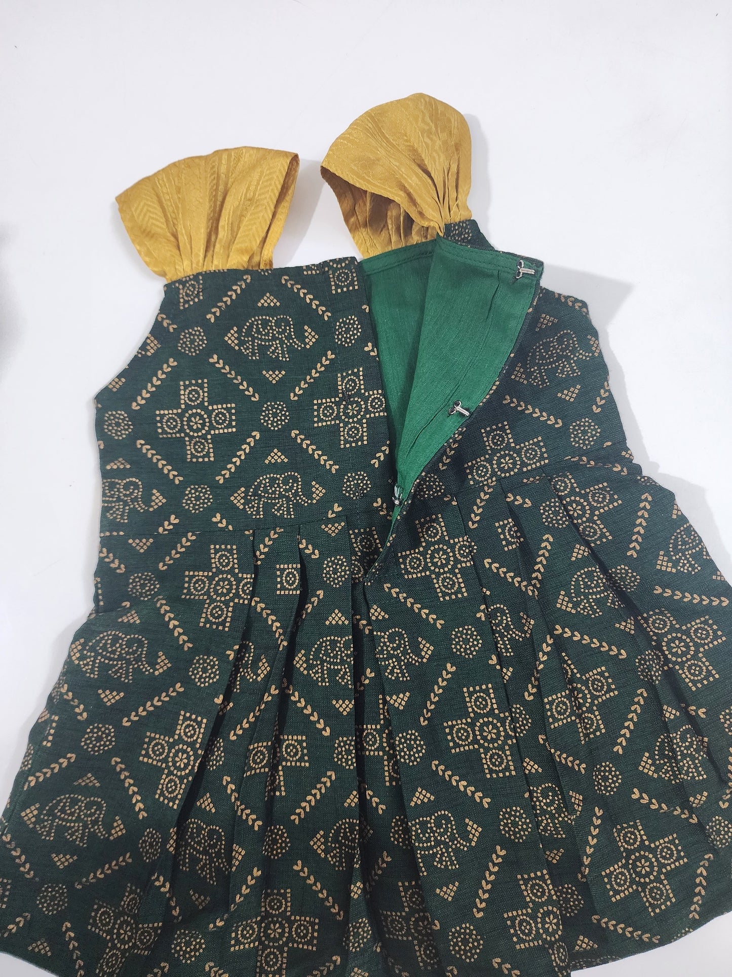 Green Rangoli Gold Kids Frock