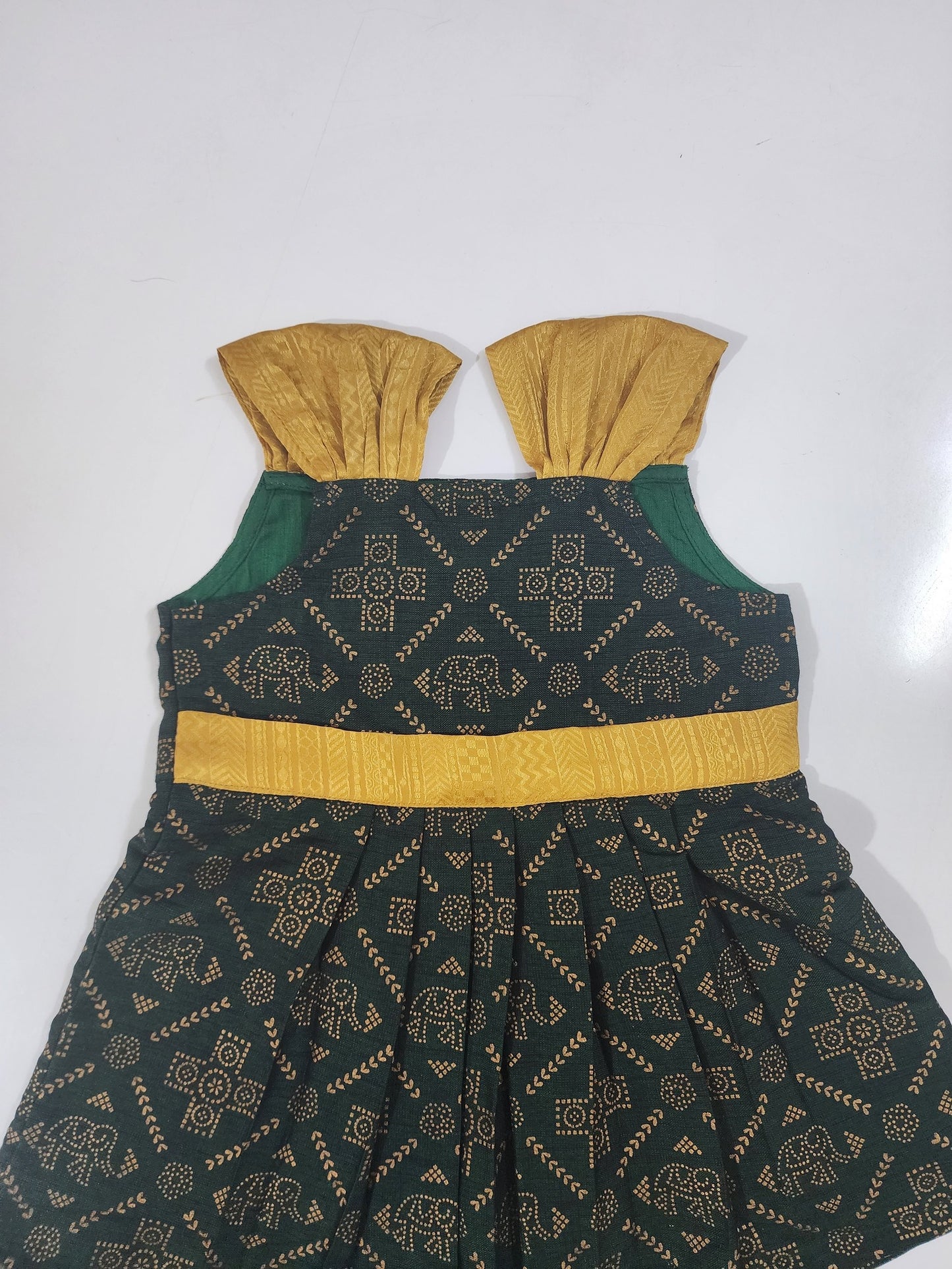 Green Rangoli Gold Kids Frock