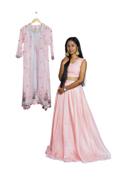 Baby pink Lahenga set Maharani suit