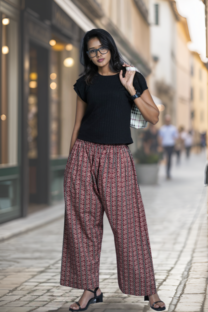 Maroon Printed Cotton Palazzo