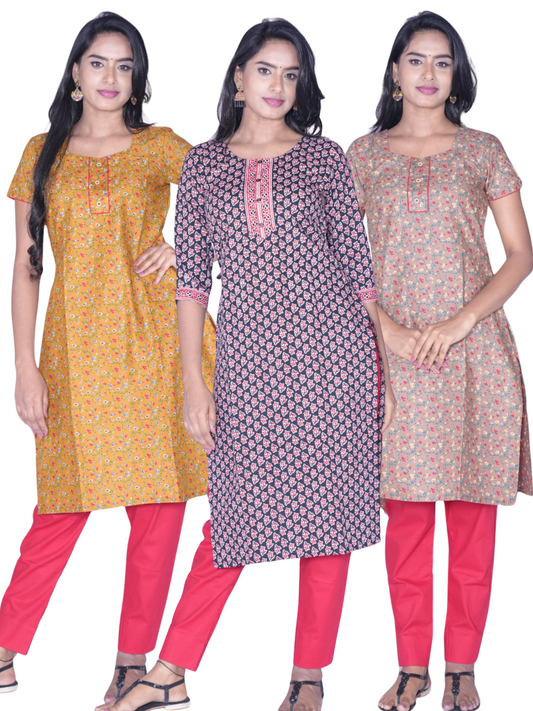 Red Salwar and Kurtis Combo Set2