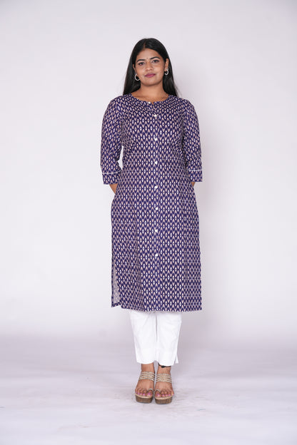 Front Slit Premium Blue Kurti