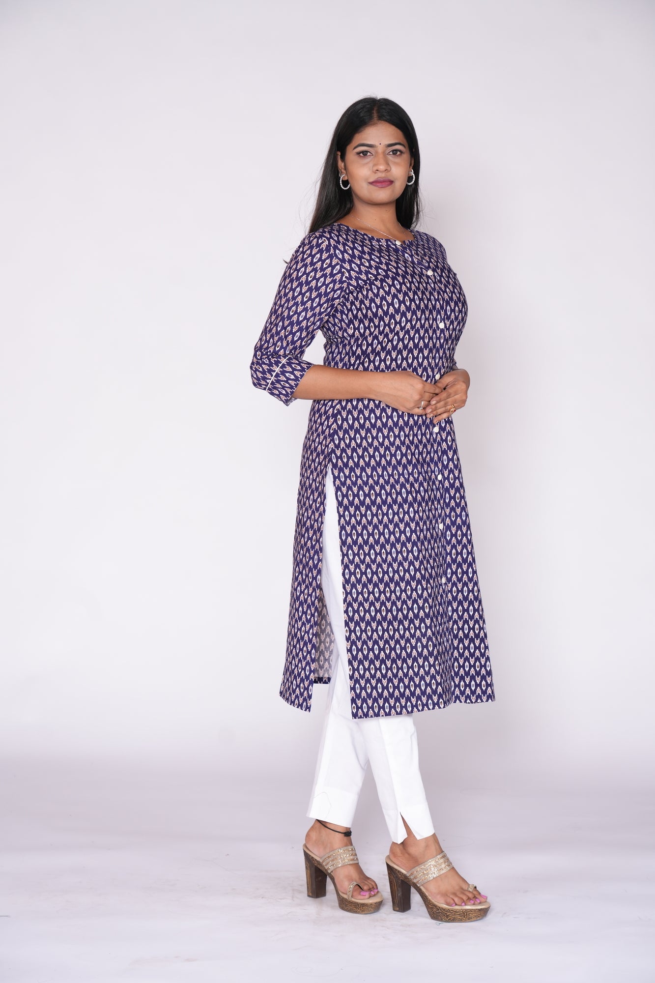 Front Slit Premium Blue Kurti