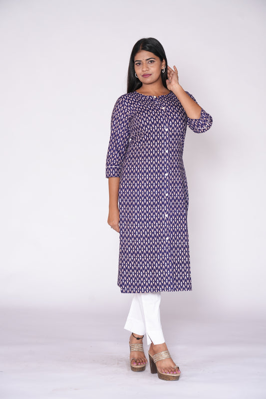 Front Slit Premium Blue Kurti