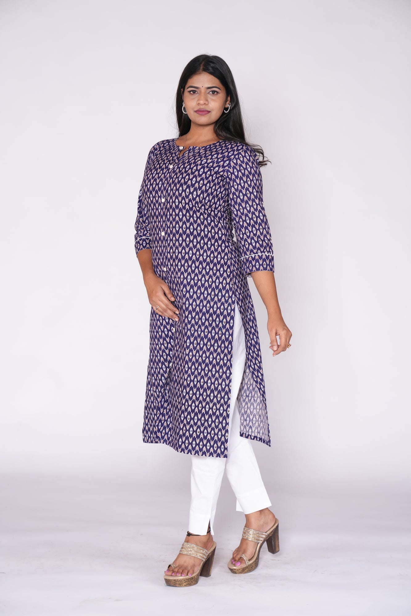 Front Slit Premium Blue Kurti