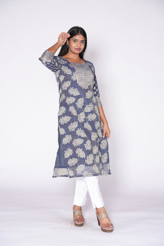 Blue White Chikankari Cotton Top