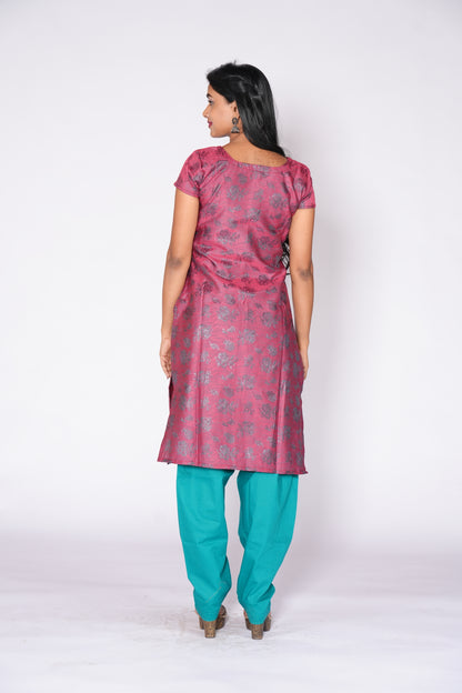 Block Printed Brick Red Banaras Ethnic kurta