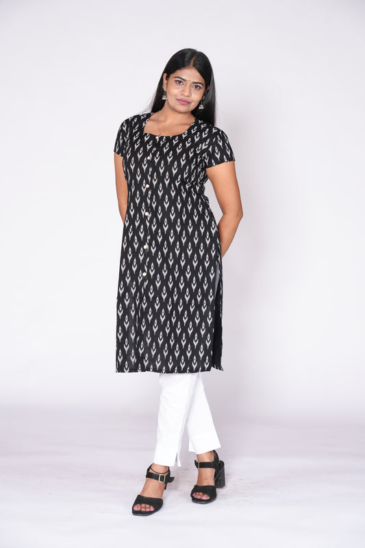 Black Pochampally design kurti