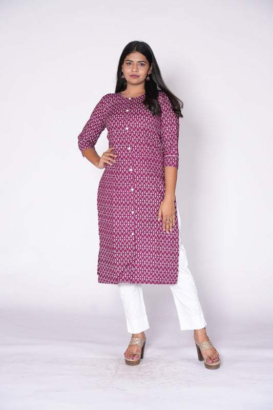 Front Slit Premium Wine Color Kurti