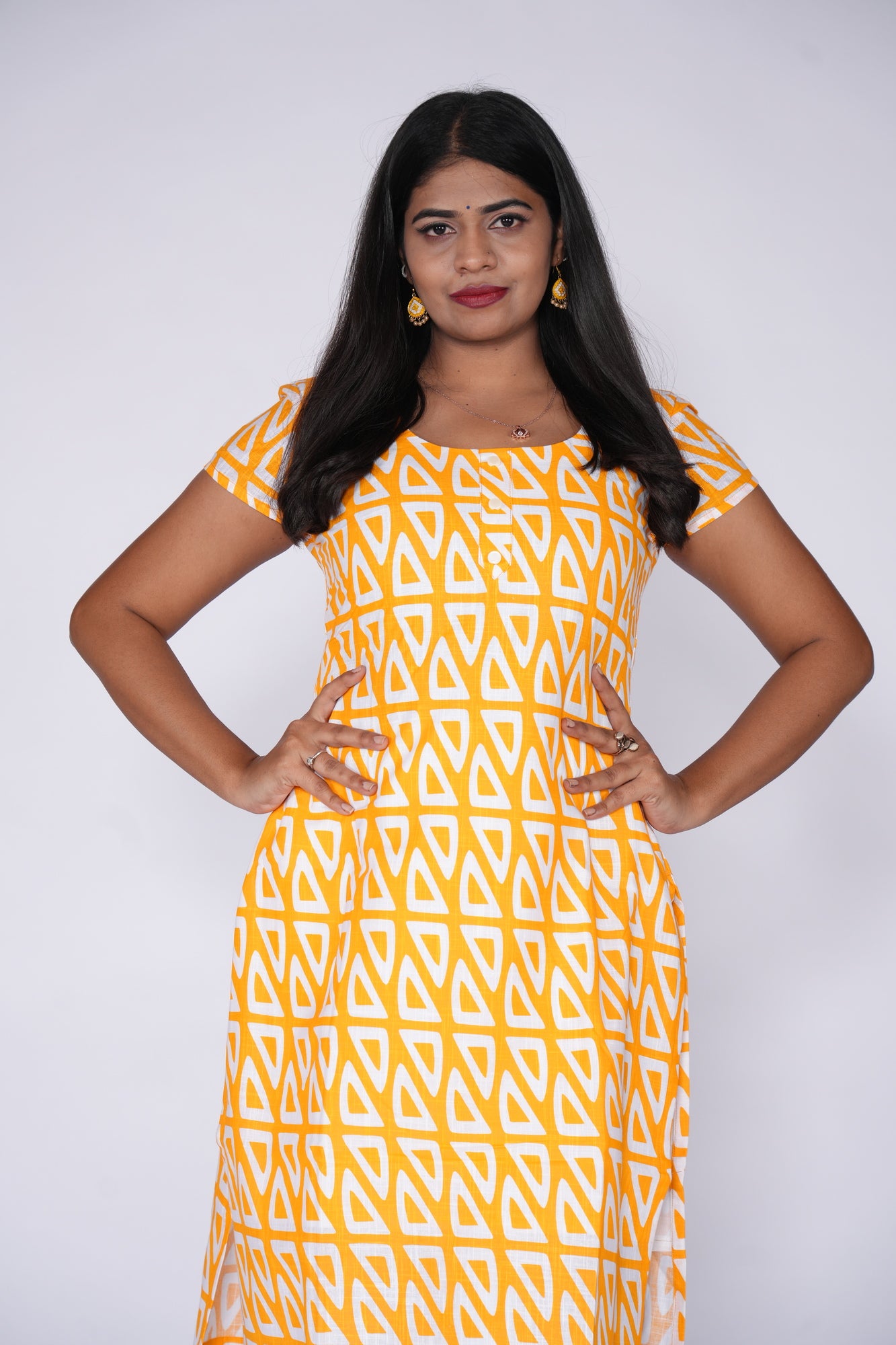 Yellow kurti with geometric print