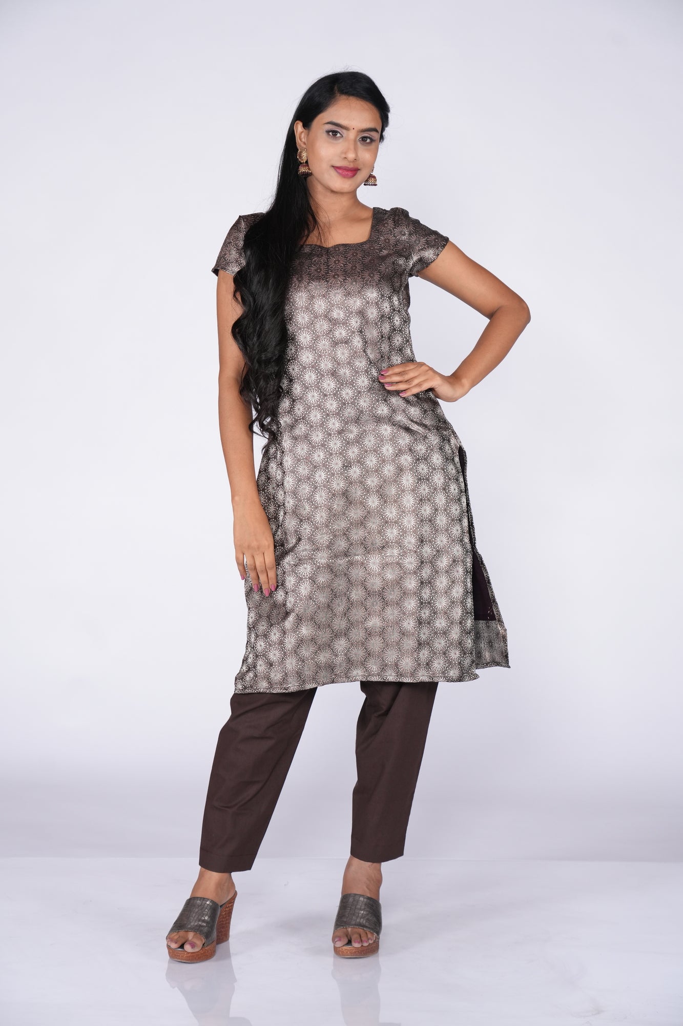 Coffee Silver Banaras Ethnic kurti