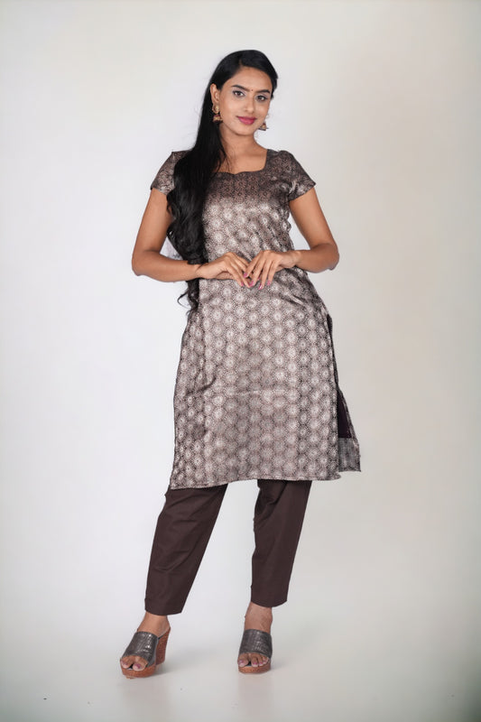 "Silver combination kurta for Indian parties."