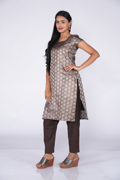 Coffee Silver Banaras Ethnic kurti